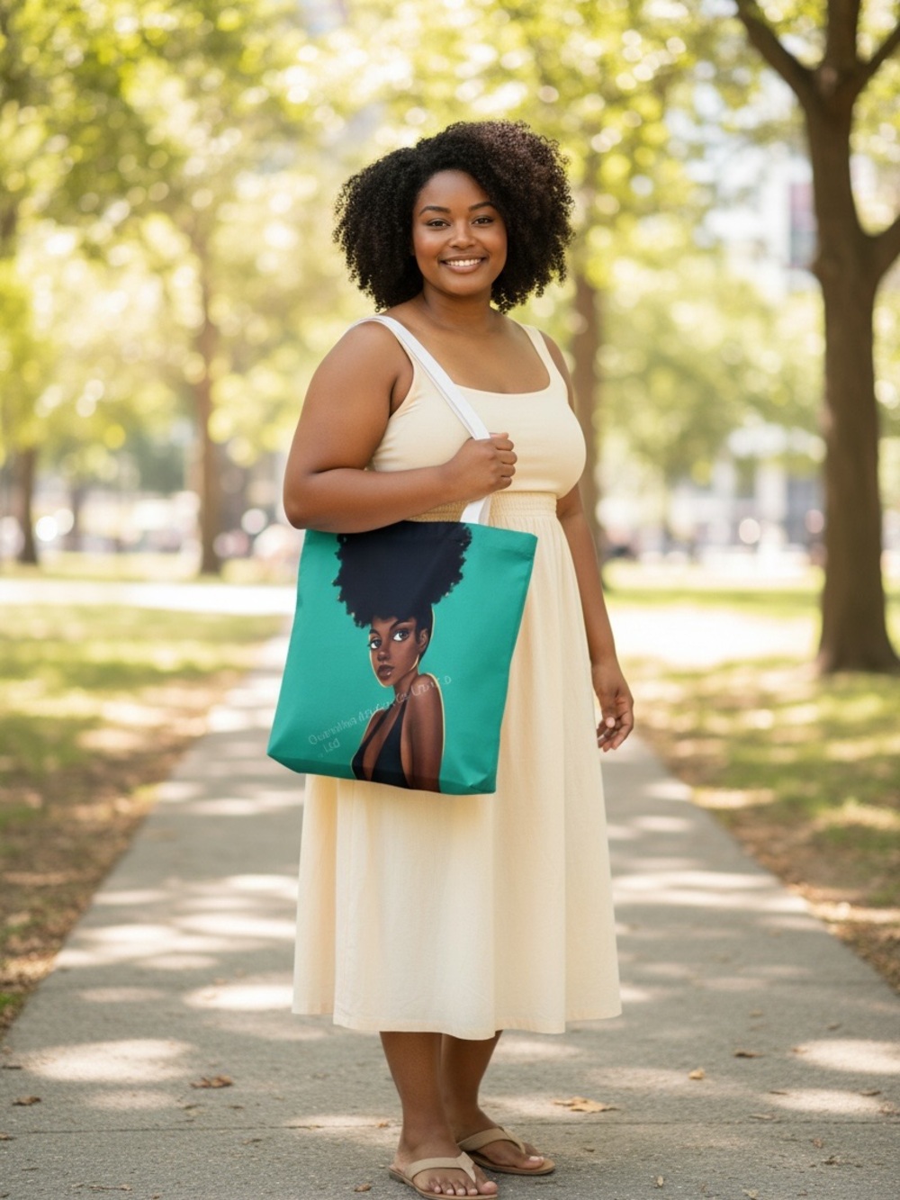 Black Woman Afro Canvas Tote Bag Afrocentric Melanin Art Shoulder Shopping Purse - Picture 5 of 6